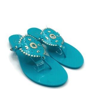 Georgica Jelly Sandal‎ in Caribbean Blue and Gold by Jack Rogers Sz 10